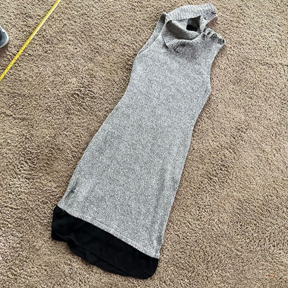 Greylin Marled Knit Sweater Dress Cowl Neck Layered Hem S